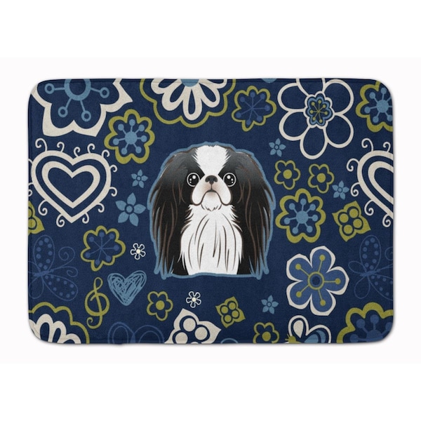 Carolines Treasures Blue Flowers Japanese Chin Machine Washable Memory Foam Mat BB5081RUG - main